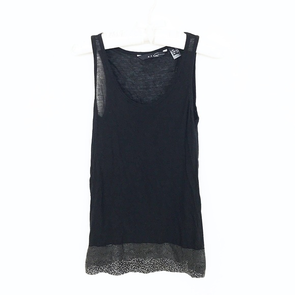 Y2K VINTAGE MANGO THIN FLOWY TANK LEATHER TRIM - Picture 1 of 4